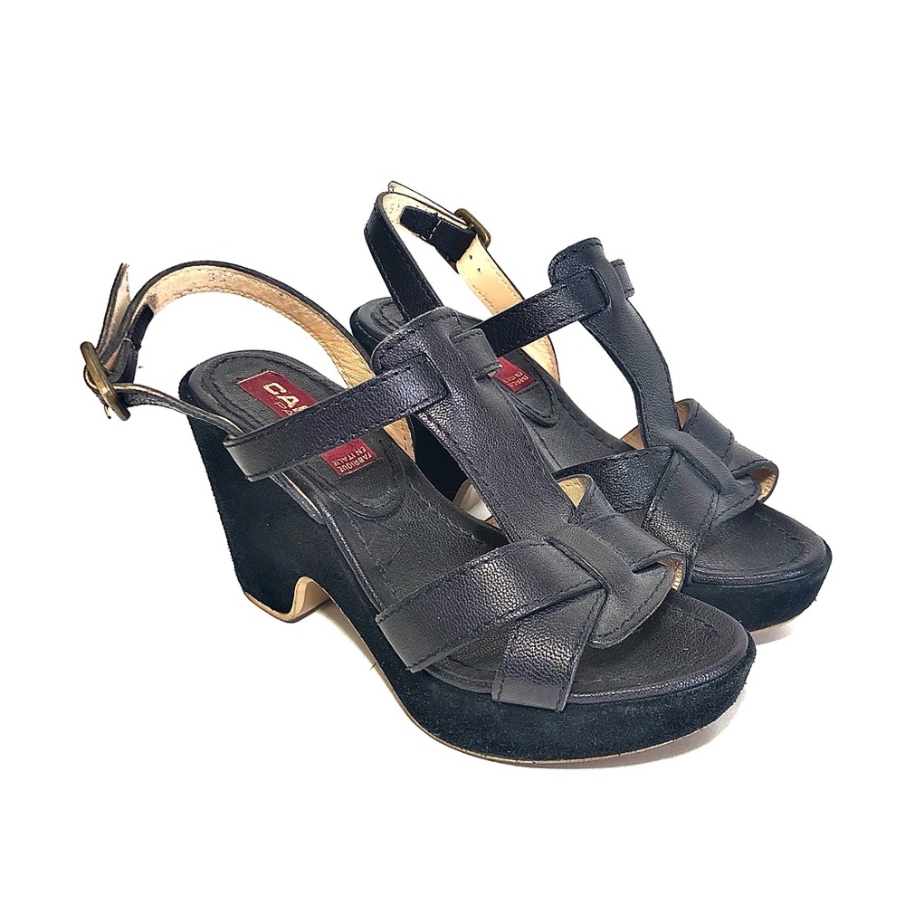 CAREL Paris Black Suede Platform Sandals - Picture 3 of 13
